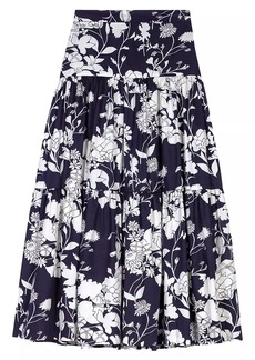 Maje Floral Print Midi Skirt