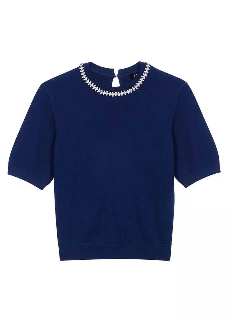 Maje Knit Crop Jumper with Rhinestones