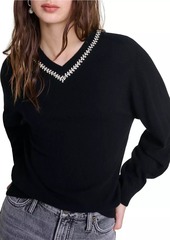 Maje Knit Jumper with Rhinestone Neck