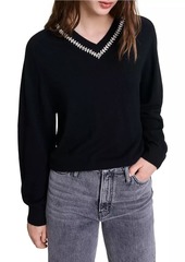 Maje Knit Jumper with Rhinestone Neck