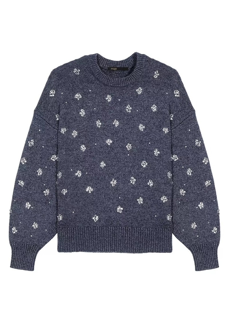 Maje Knitted Jumper with Rhinestones