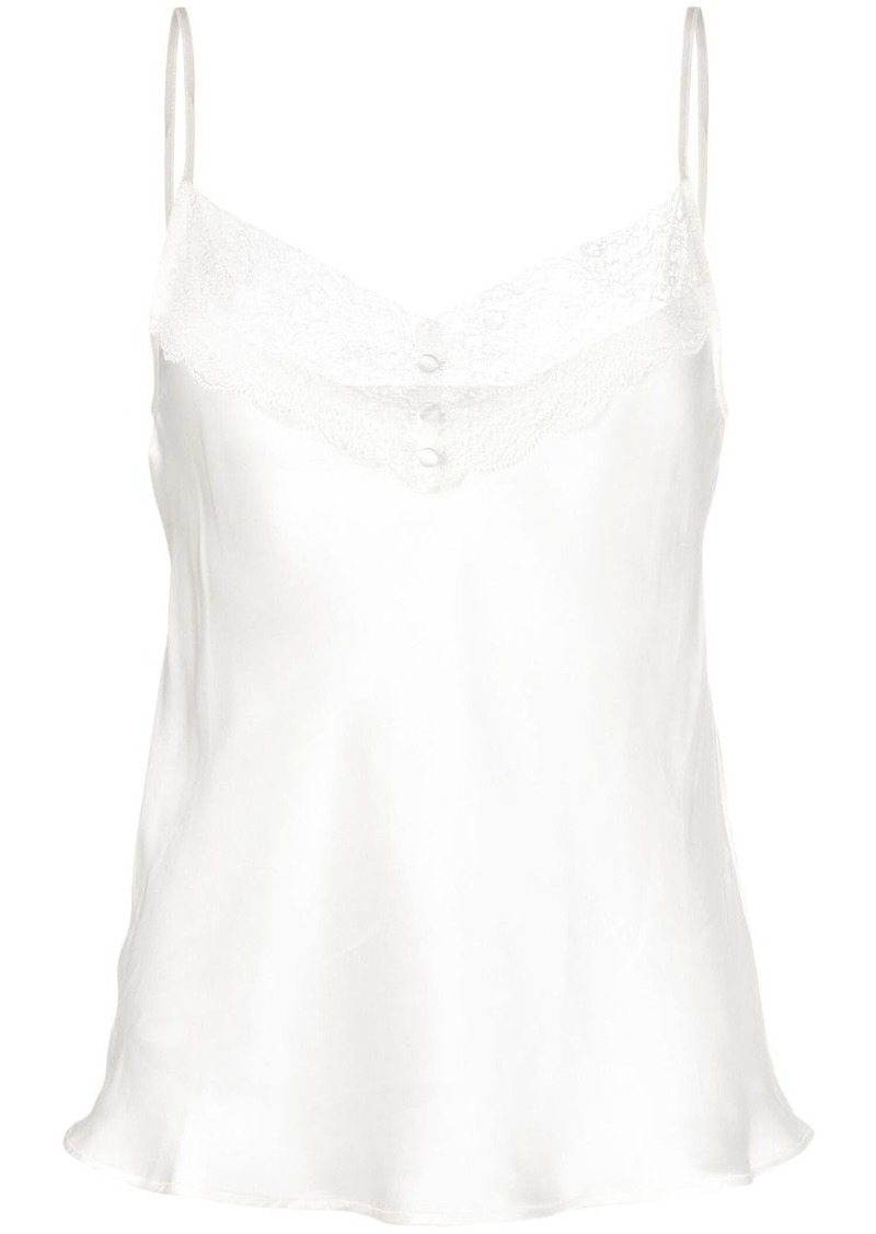 Maje lace-trim silk top