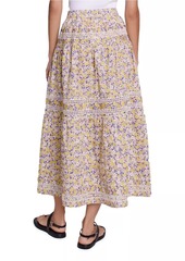 Maje Long Floral Embroidered Skirt