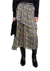 Maje Long Floral Skirt
