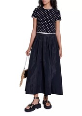 Maje Long Skirt with Contrast Waistband