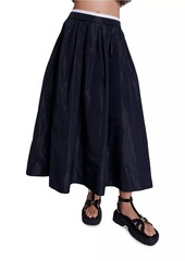 Maje Long Skirt with Contrast Waistband