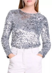 Maje Long-Sleeved Sequinned Top