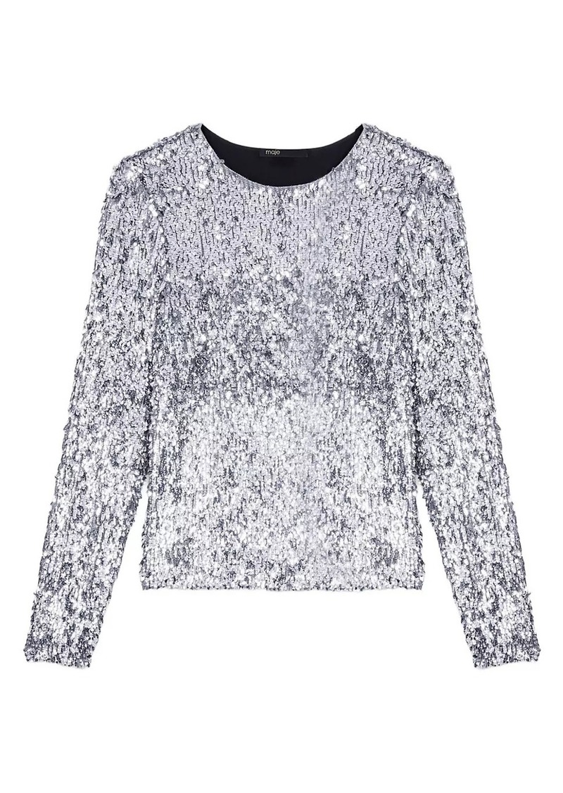 Maje Long-Sleeved Sequinned Top