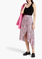 Maje - Asymmetric paisley-print crepe skirt - Pink - FR 36
