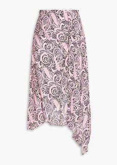 Maje - Asymmetric paisley-print crepe skirt - Pink - FR 36