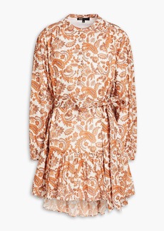 Maje - Ruffled paisley-print cotton mini dress - Orange - FR 36