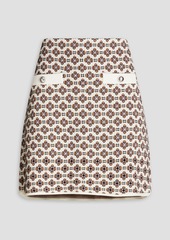 Maje - Button-embellished jacquard-knit mini skirt - White - FR 36