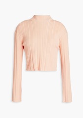 Maje - Cropped ribbed-knit turtleneck sweater - Pink - 2