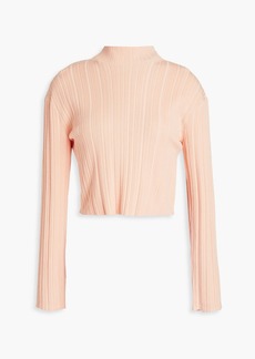 Maje - Cropped ribbed-knit turtleneck sweater - Pink - 1
