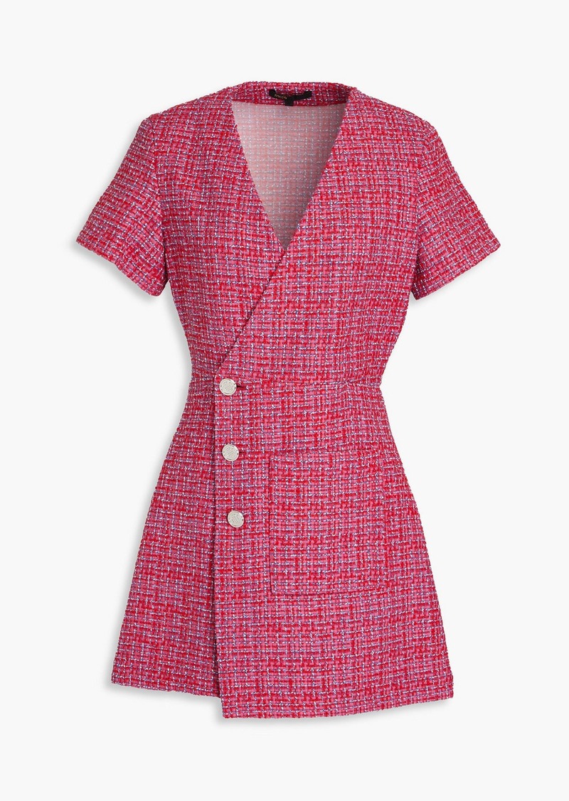 Maje - Cutout tweed mini wrap dress - Red - FR 38