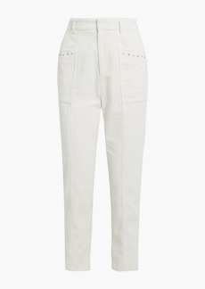 Maje - Embellished cotton-corduroy tapered pants - White - FR 40