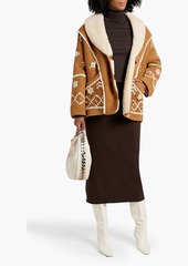 Maje - Embroidered shearling jacket - Brown - FR 38