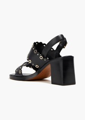 Maje - Embellished studded leather slingback sandals - Black - EU 36