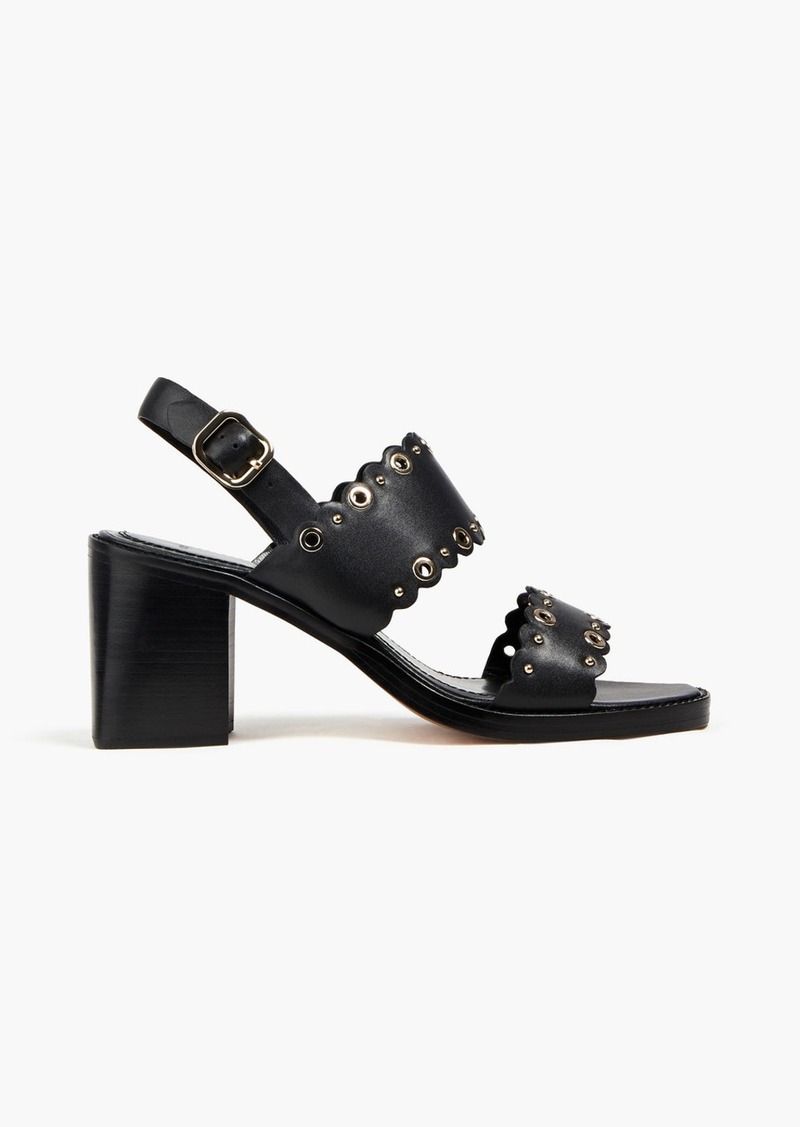 Maje - Embellished studded leather slingback sandals - Black - EU 36