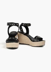Maje - Studded leather espadrille wedge sandals - Black - EU 36