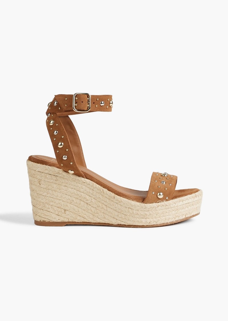 Maje - Studded suede espadrille wedge sandals - Brown - EU 36