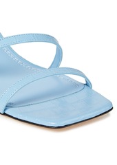 Maje - Croc-effect leather sandals - Blue - EU 36