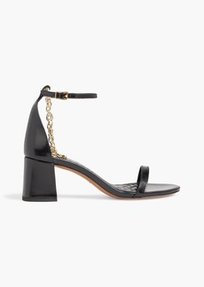 Maje - Chain-detailed glossed-leather sandals - Black - EU 36
