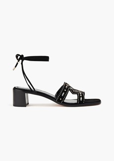 Maje - Laser-cut studded suede sandals - Black - EU 36