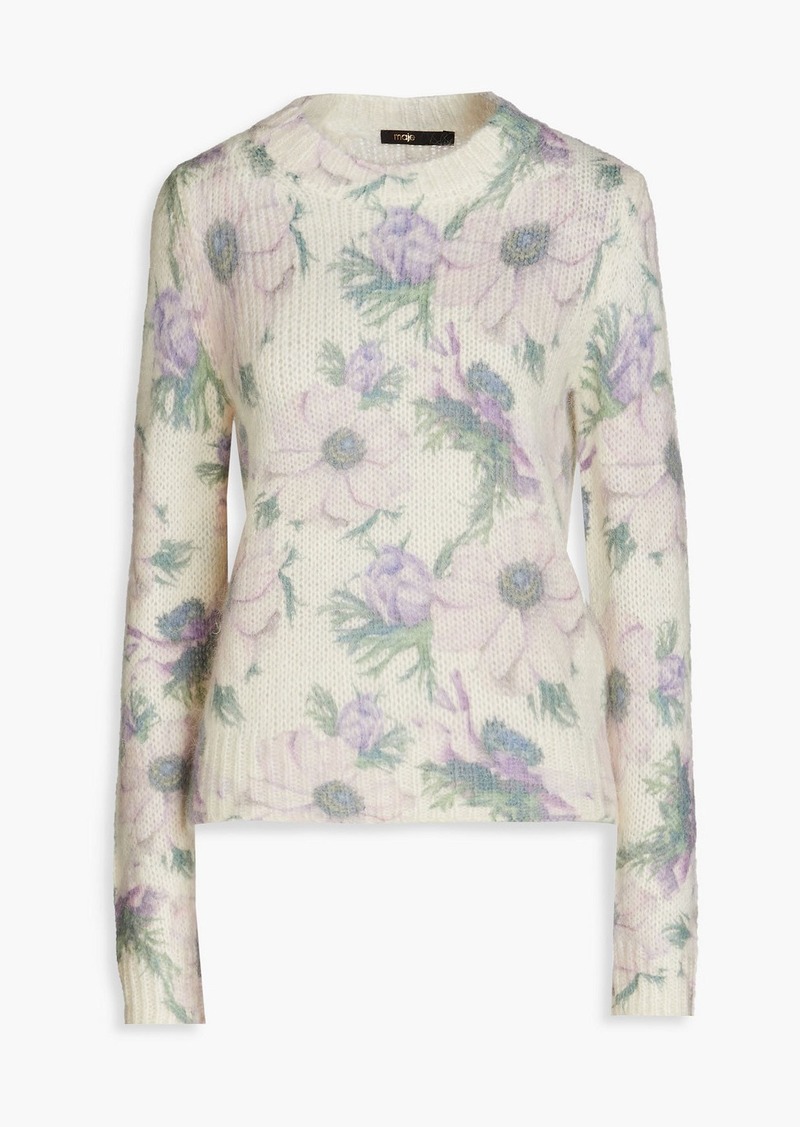 Maje - Floral-print knitted sweater - Purple - 1