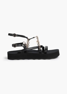 Maje - Chain-trimmed leather platform sandals - Black - EU 36