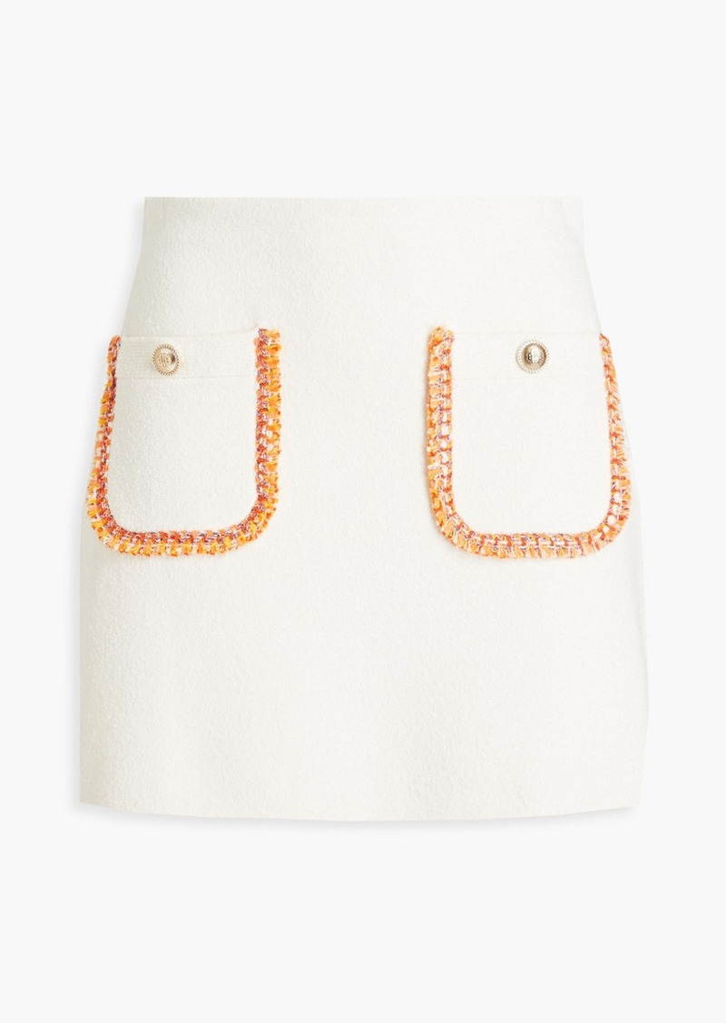 Maje - Fringed cotton-blend tweed mini skirt - White - FR 38