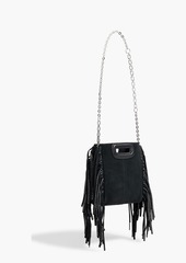 Maje - Fringed crystal-embellished suede cross-body bag - Black - OneSize