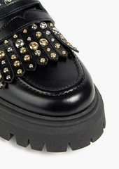 Maje - Fringed studded leather platform loafers - Black - EU 40