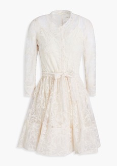 Maje - Gathered embroidered tulle mini dress - White - FR 42