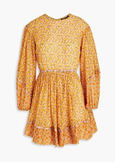 Maje - Gathered floral-print cotton-canvas mini dress - Orange - FR 40