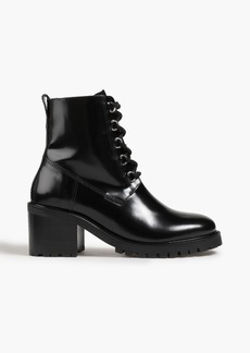 Maje - Glossed-leather combat boots - Black - EU 41