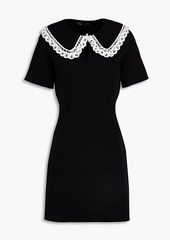 Maje - Guipure lace-trimmed cotton mini dress - Black - FR 40