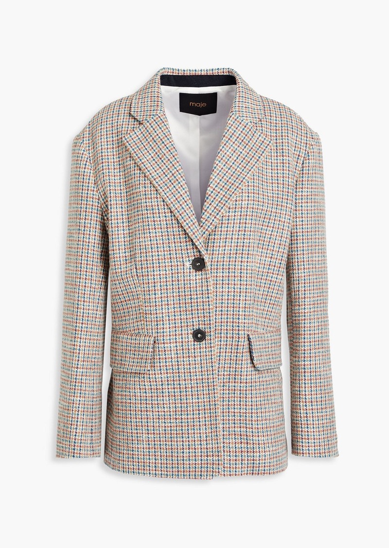 Maje - Houndstooth cotton-blend tweed blazer - Blue - FR 38