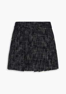 Maje - Layered pleated cotton-blend tweed shorts - Black - FR 40