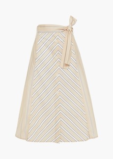 Maje - Striped cotton-poplin midi skirt - Neutral - FR 34