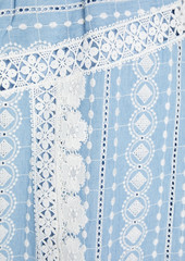 Maje - Lace-trimmed cotton-jacquard midi skirt - Blue - FR 34