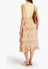 Maje - Ruffled tie-dyed crepe de chine midi skirt - Neutral - FR 34