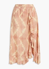 Maje - Ruffled tie-dyed crepe de chine midi skirt - Neutral - FR 34