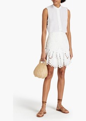 Maje - Ruffled guipure lace mini skirt - White - FR 34