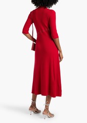 Maje - Lace-up ribbed wool-blend midi dress - Red - FR 42