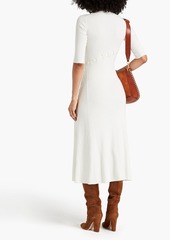 Maje - Lace-up ribbed wool-blend midi dress - White - FR 42