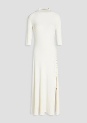 Maje - Lace-up ribbed wool-blend midi dress - White - FR 42