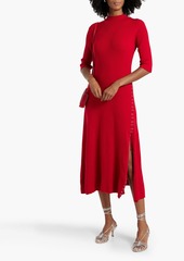 Maje - Lace-up ribbed wool-blend midi dress - Red - FR 42