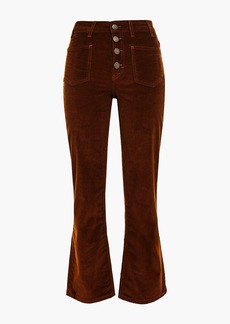 Maje - Cropped stretch cotton and modal-blend corduroy kick-flare pants - Brown - FR 34