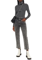 Maje - Cropped belted high-rise straight-leg jeans - Gray - FR 40